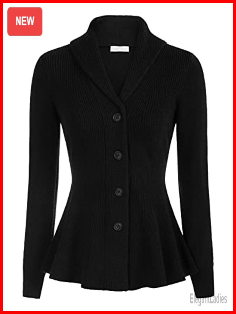 Vintage Shawl Lapel Button Down Cardigan Sweater Retro Peplum Hem